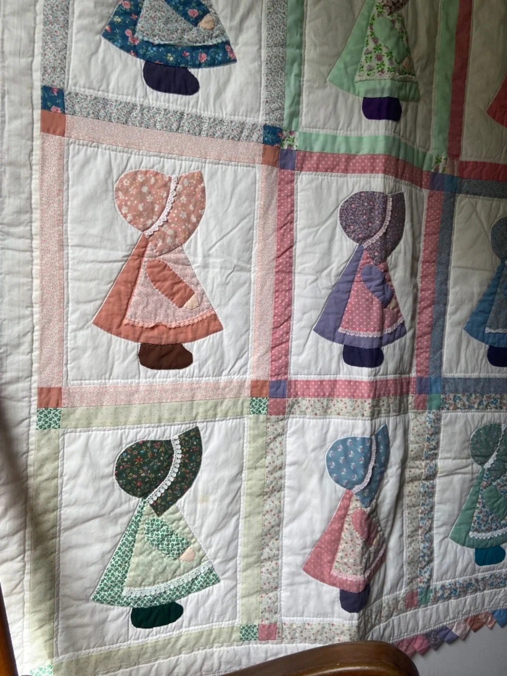Vintage Sunbonnet Sue Cottagecore Handmade Quilted Nursery Wall Decor